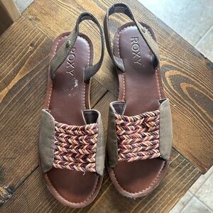Roxy Leather Multicolor Woven Flat Sandals